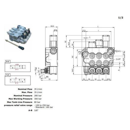 Hydraulikventil FM35/5 3/8" DDDDD